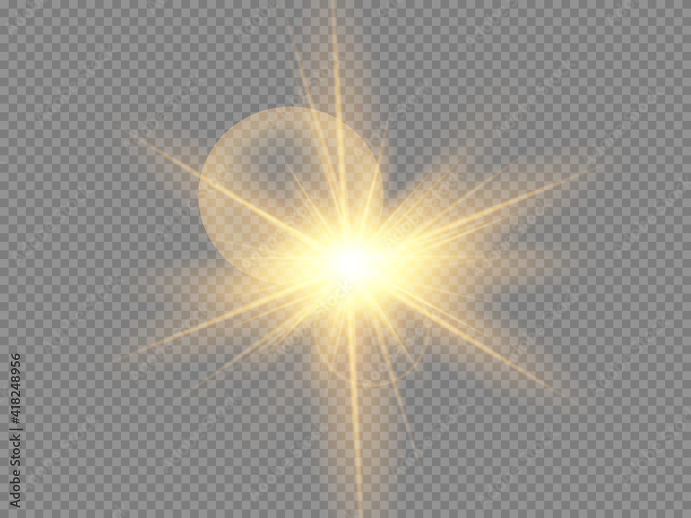 Glowing Light Star with Sparkles. Golden Light effect. Vector illustration Glowing Light Star with Sparkles. Golden Light effect. Vector illustration