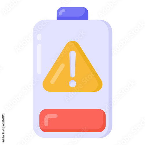 
Battery alert in flat style icon, editable vector 

