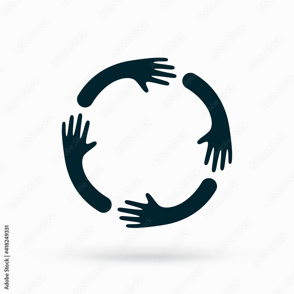 Hands hugs in circle shape vector illustration Hands hugs in circle shape vector illustration