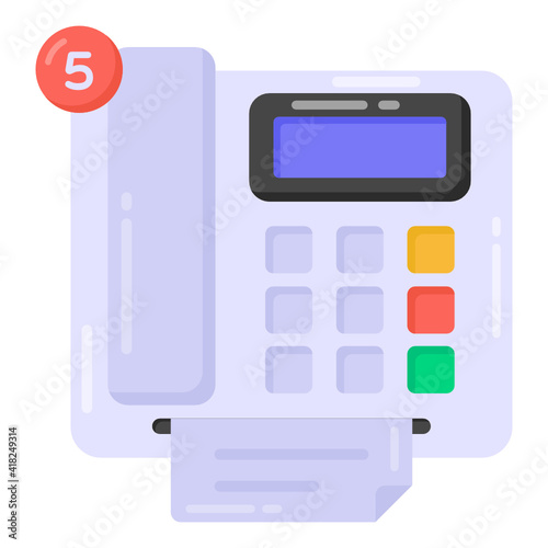 
Telephone with document denoting flat icon fax notification 

