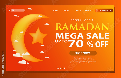 Ramadan sale landing page template Premium Vector