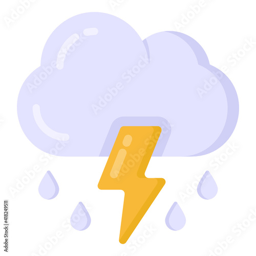 
Icon of cloud with lighting bolts, concept of thunderstorm 

