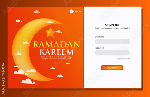 Ramadan landing page Sign In template Premium Vector