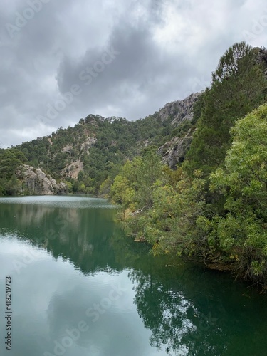 Colorful mountain landscape at Lake Aguas Negras  Sierra de Cazorla  Segura y las Villas  Andalucia  Spain