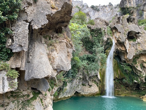 Colorful landscape with waterfalls in the Borosa river, Sierra de Cazorla, Andalucia, Spain photo