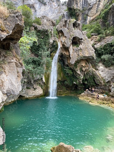 Colorful landscape with waterfalls in the Borosa river  Sierra de Cazorla  Andalucia  Spain