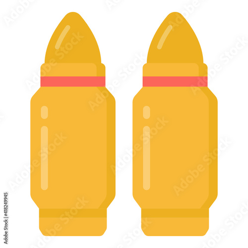 
Gun bullets icon in flat editable style

