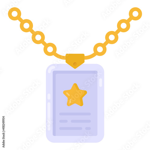 
A military pendant with star, flat icon

