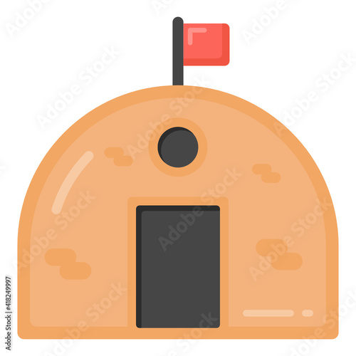 
An army camp, basecamp flat icon

