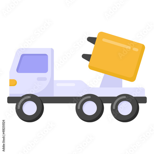 A missile launcher icon in flat editable design
