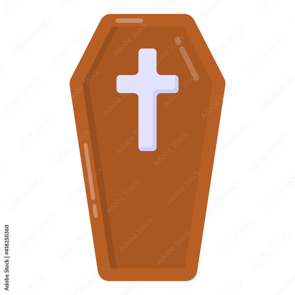 Obraz premium A coffin, flat design vector