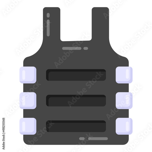 
Bulletproof vest for war protection, flat icon

