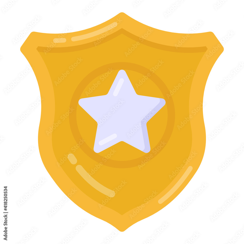 
Police badge in flat style icon, editable vector 

