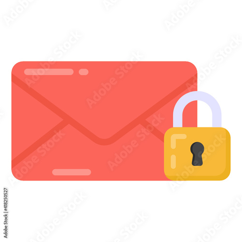 
Envelope with lock denoting flat icon of confidential email 

