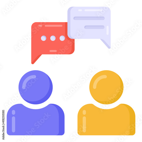 
Persons with bubbles denoting flat icon of communication 

