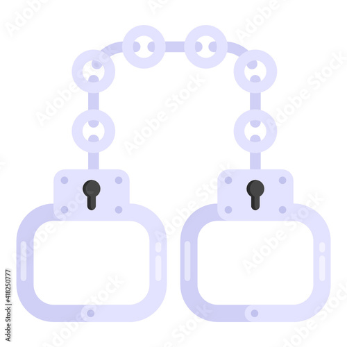 
Cuffs in flat icon, jail equipments and supplies 

