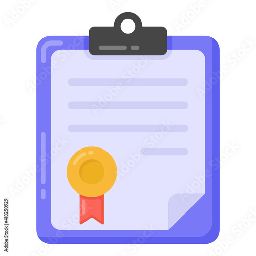 
Certificate in flat style icon, editable vector

