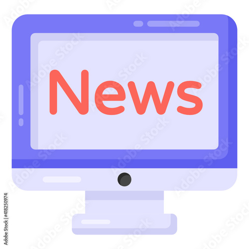 
Online news flat style icon, editable vector 

