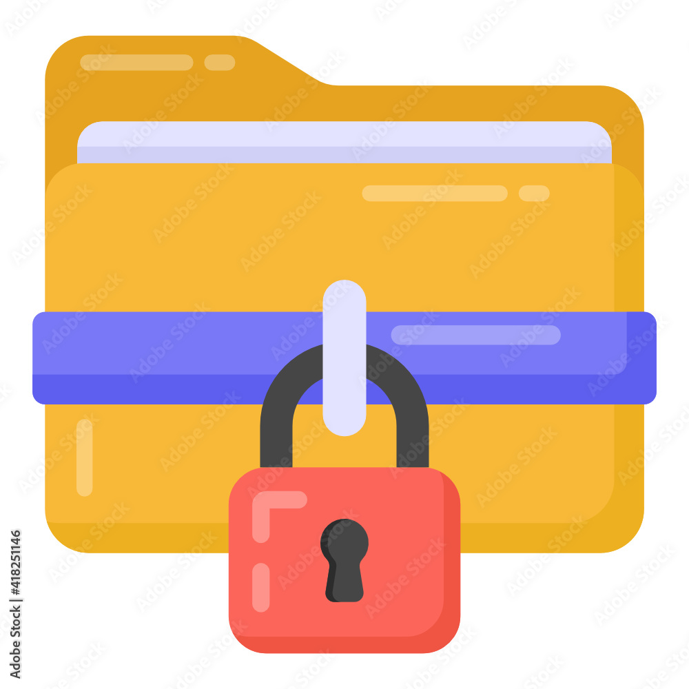 Lock with archive denoting flat icon of secure folder
Lock with archive denoting flat icon of secure folder