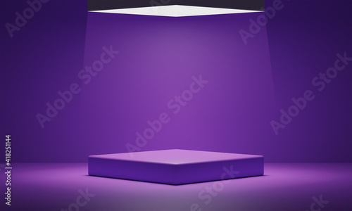 Fototapeta Naklejka Na Ścianę i Meble -  Empty purple podium on Background. 3d rendering 