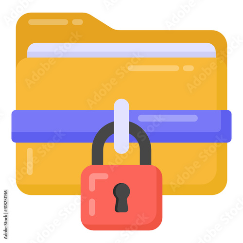 
Lock with archive denoting flat icon of secure folder 

