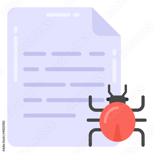
Bug with paper denoting flat icon of malicious file 

