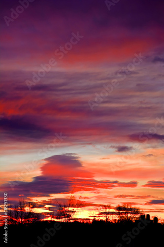 Beautiful multi-colored clouds before sunrise