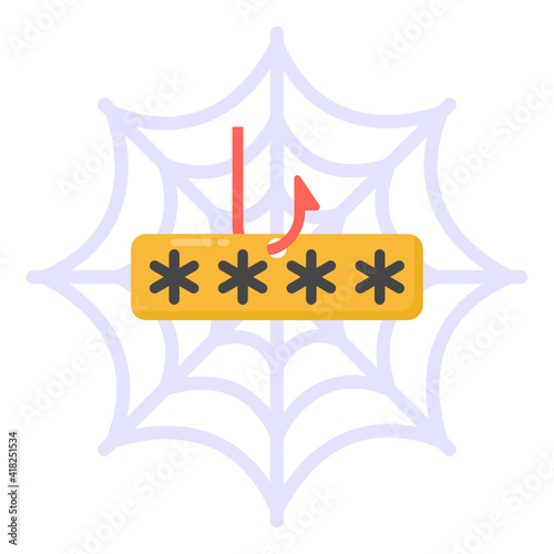 
Stars with hook denoting flat icon of login phishing 

