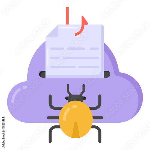 
Cloud phishing in flat style icon, editable vector 

