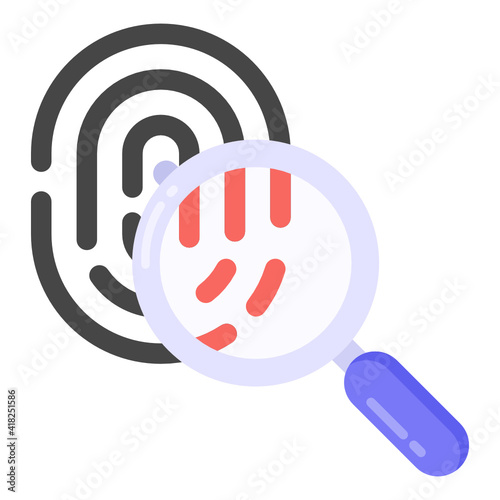 
Magnifier denoting flat icon of fingerprint analysis 

