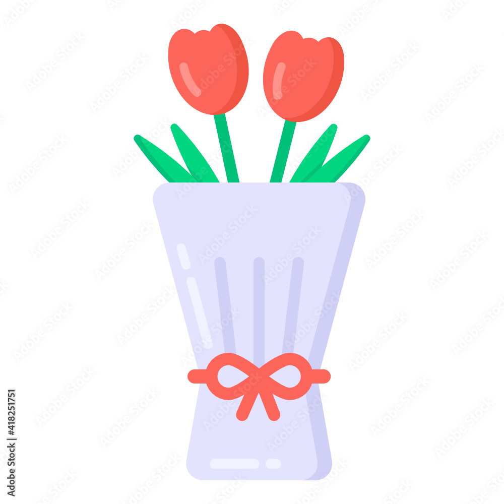 Beautiful icon of bouquet in flat style, bunch of flowers
Beautiful icon of bouquet in flat style, bunch of flowers