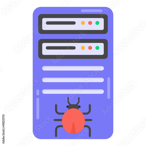
Server virus in flat style icon, editable vector 

