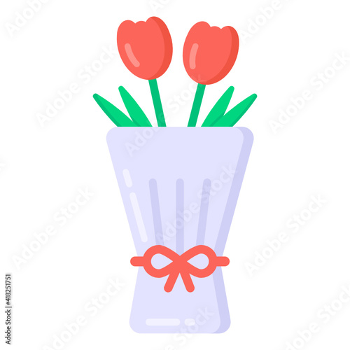 
Beautiful icon of bouquet in flat style, bunch of flowers

