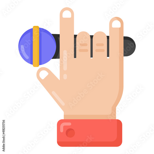 
Mic in hand, singing concept in flat icon

