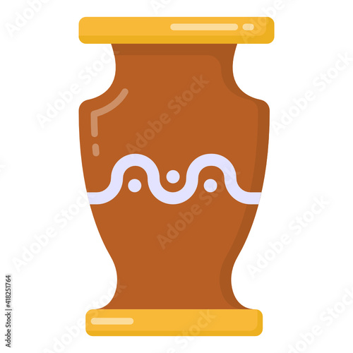 
A vintage urn pottery, flat icon

