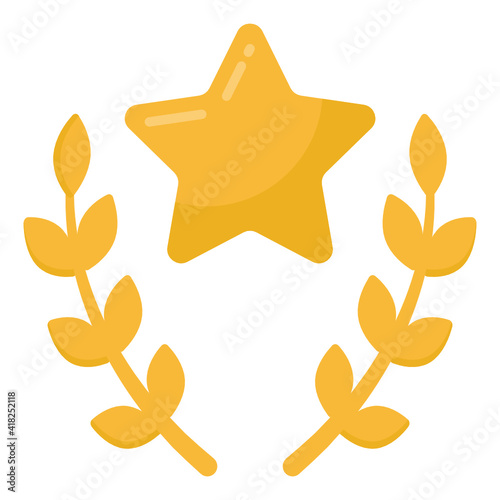 
Honouring award of laurel in flat icon 

