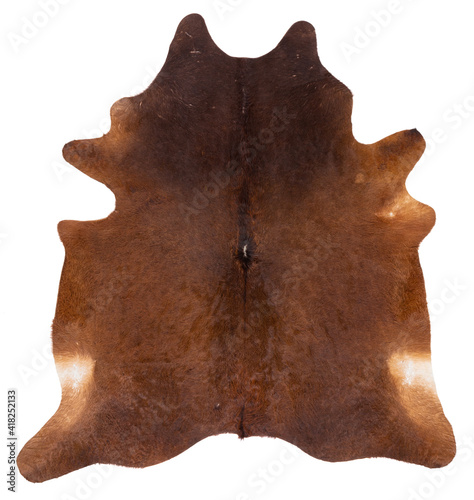 Isolated picture of a cow skin on a white background photo