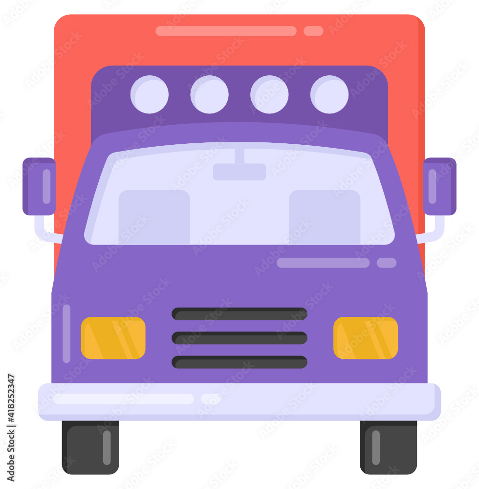 Cargo truck, goods delivery van flat editable stroke
Cargo truck, goods delivery van flat editable stroke