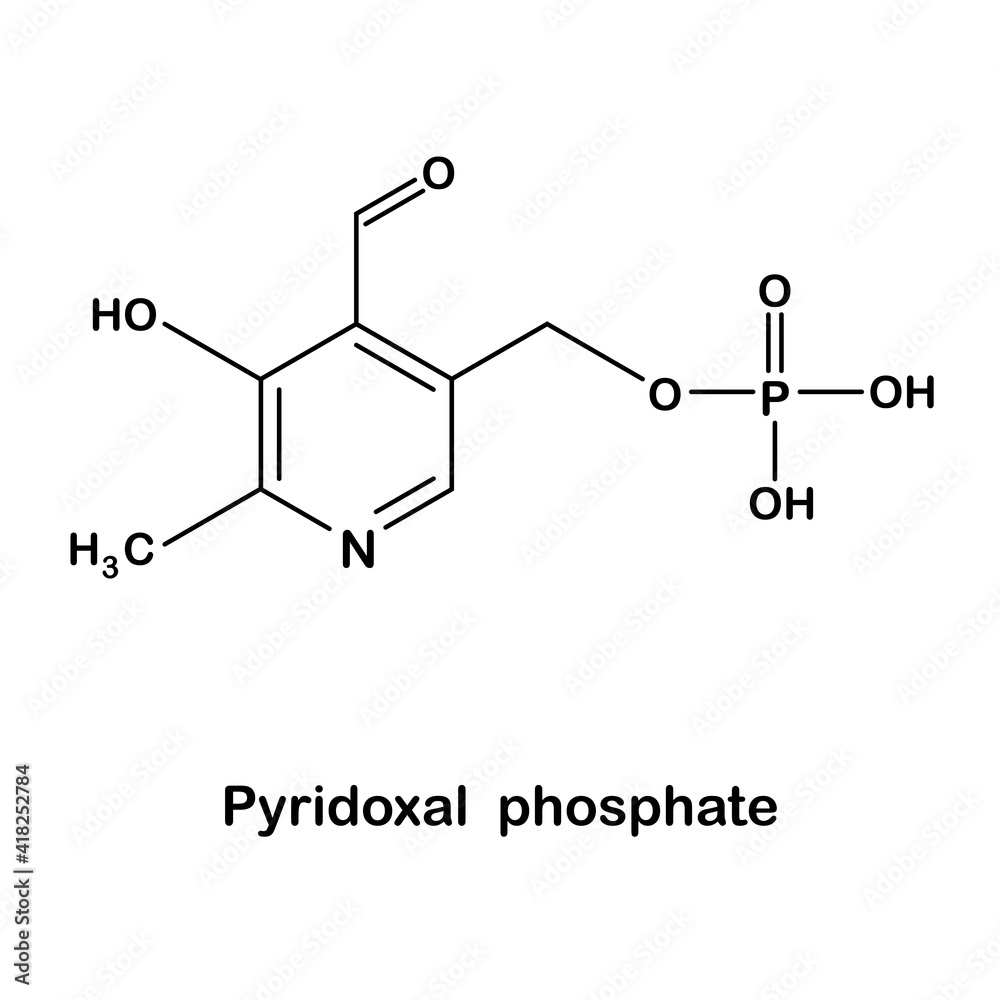 Formula of chemical structure of vitamin B6 ( Pyridoxal Phosphate).Vector EPS 10. Formula of chemical structure of vitamin B6 ( Pyridoxal Phosphate).Vector EPS 10.