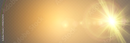 Vector transparent sunlight special lens flash light effect.front sun lens flash. Vector blur in the light of radiance.