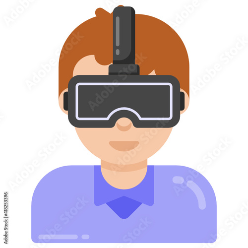 
Vr glasses in flat style icon, virtual reality technology 

