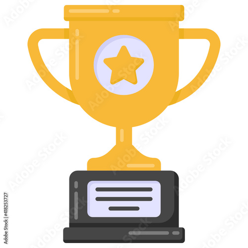 
Star on cup denoting flat icon of trophy 

