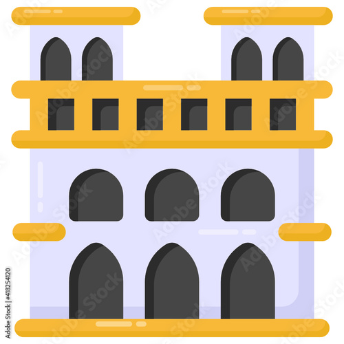 
A multi storeyed building icon in flat style

