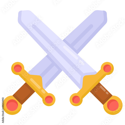 
Crossed swords for war, flat icon

