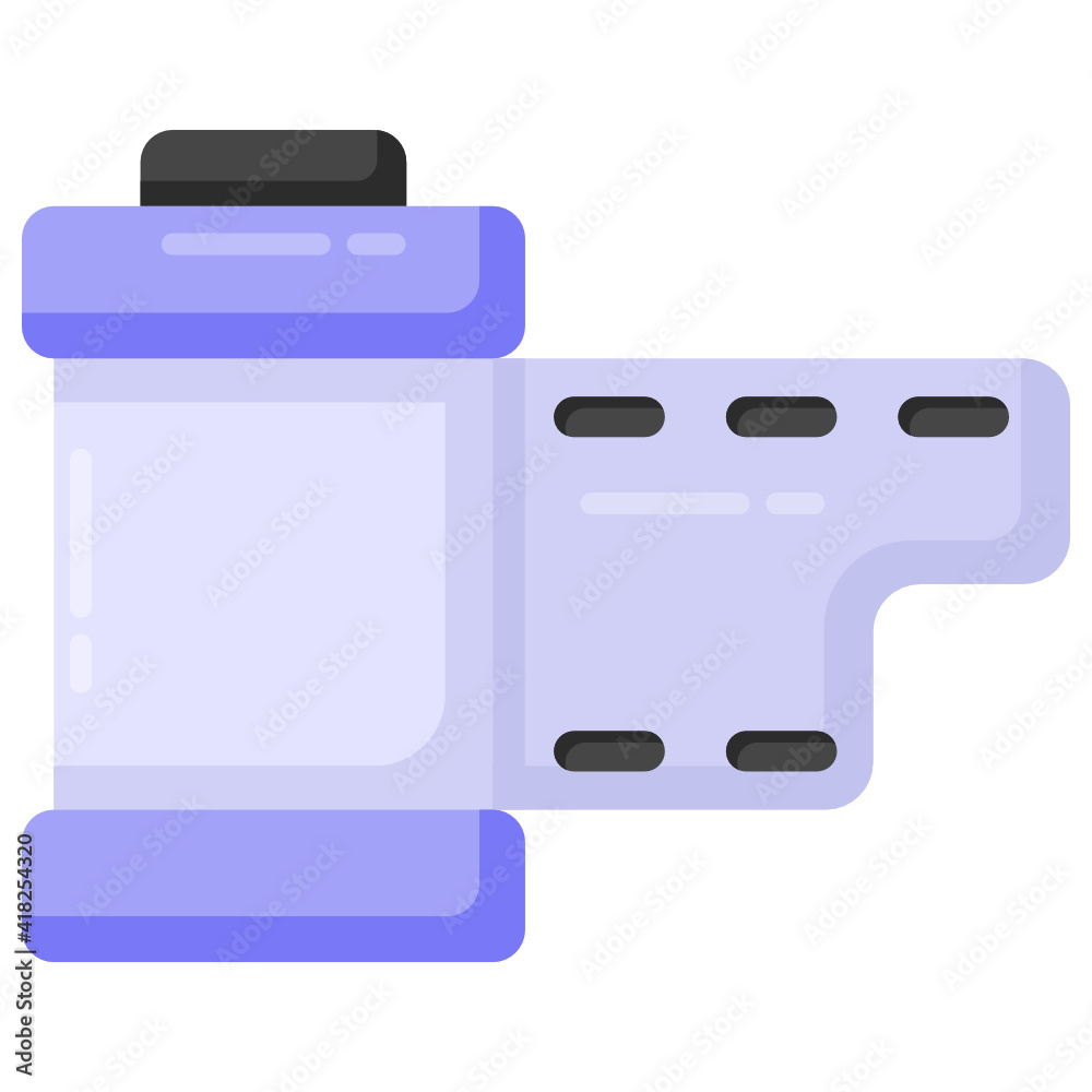 Flat vector of film roll, camera reel
Flat vector of film roll, camera reel