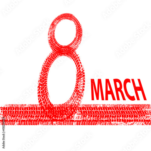 Greeting cards with line.International womans day . 8 march . Handwritten lettering typography