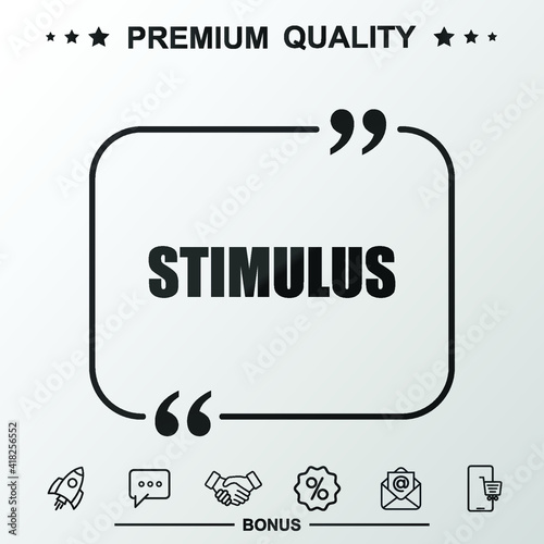 Stimulus writing icon. Text inside quote symbol.