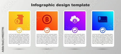 Set Bitcoin, , Cryptocurrency cloud mining and Credit card with bitcoin. Business infographic template. Vector.