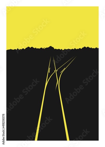 Railway junction. Simple flat illustration.
