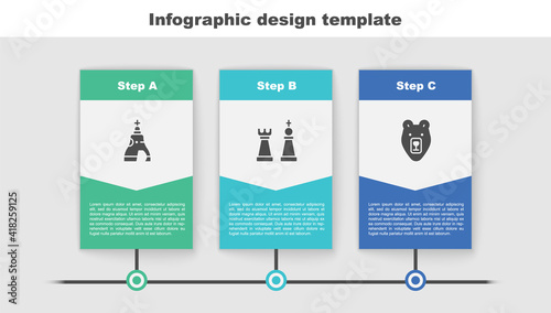 Set The Tsar bell, Chess and Bear head. Business infographic template. Vector.